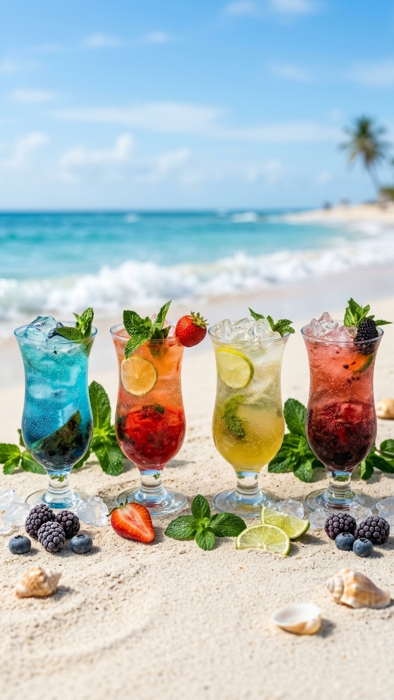 Cocktail flight on the beach